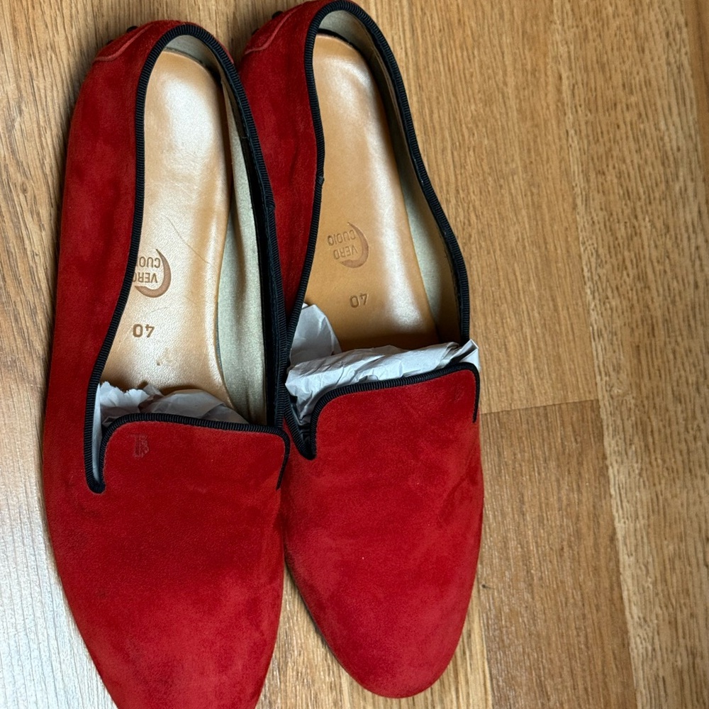 Tod's Red Suede Loafers